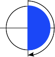 Діаграма, що показує обертання на 180 градусів за годинниковою стрілкою, згори донизу.