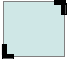 Блакитний прямокутник зі світло-сірою межею. 2 кути, згори справа і внизу зліва, закруглені.